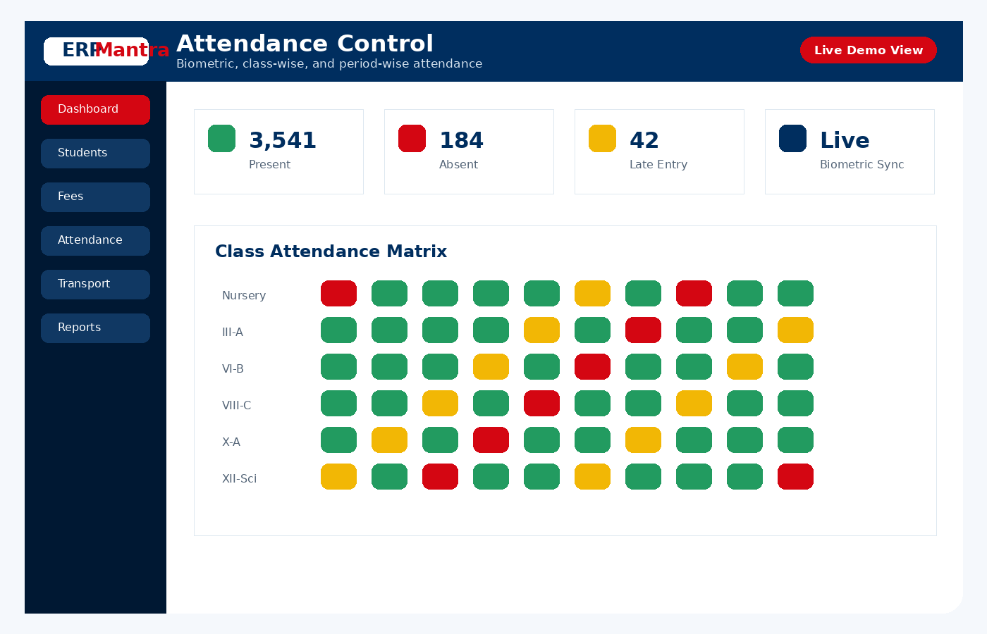 ERPMantra attendance screenshot